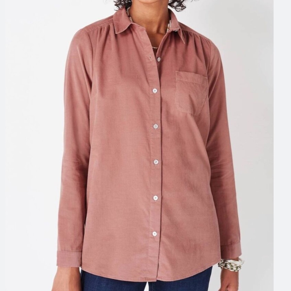 Jjill pink courderoy button down shirt
